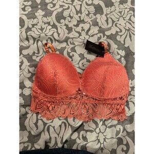 NWT Fredericks Of Hollywood XL Lace Bralette Womens Lingerie Top Dusty Rose Finl